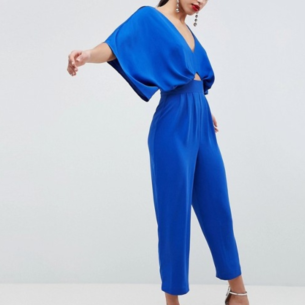 New ASOS Blue Jumpsuit with Kimono Sleeve Size 8